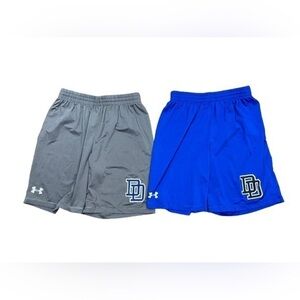 Under‎ Armour Heat Gear Shorts 2 Piece Bundle Size Youth Large in Gray/Blue